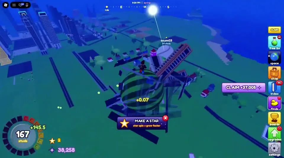 Watermelon ball skin picking up a helicopter at 167 studs