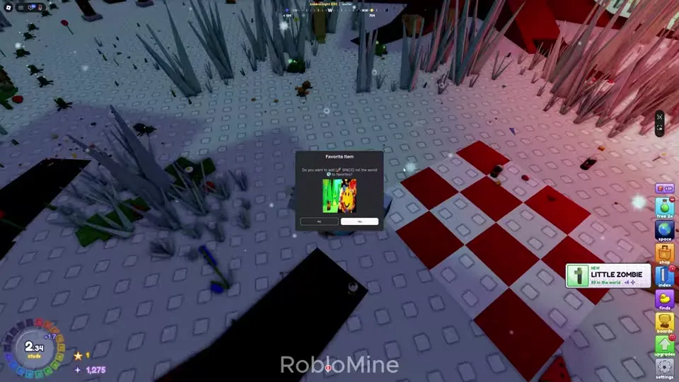 A new item popup for a little zombie on a checkered picnic area