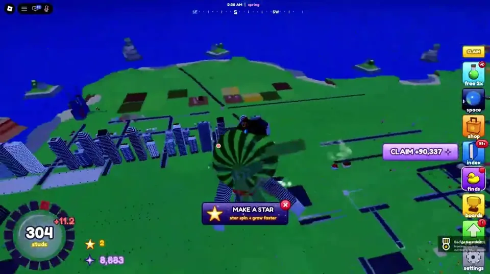 Ball at 304 studs with the Make a Star prompt